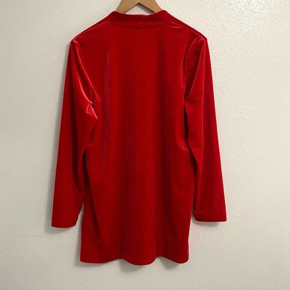 Chicos Red Velvet Long Sleeve Tunic Top Women's Size 2 / L Vamp Whimsigoth - Picture 2 of 7